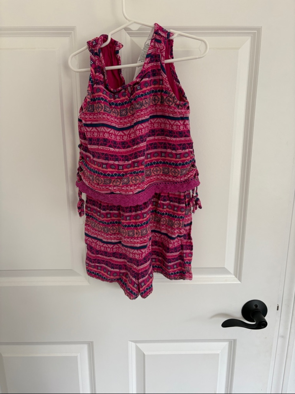 Pink Patterned Sleeveless Romper